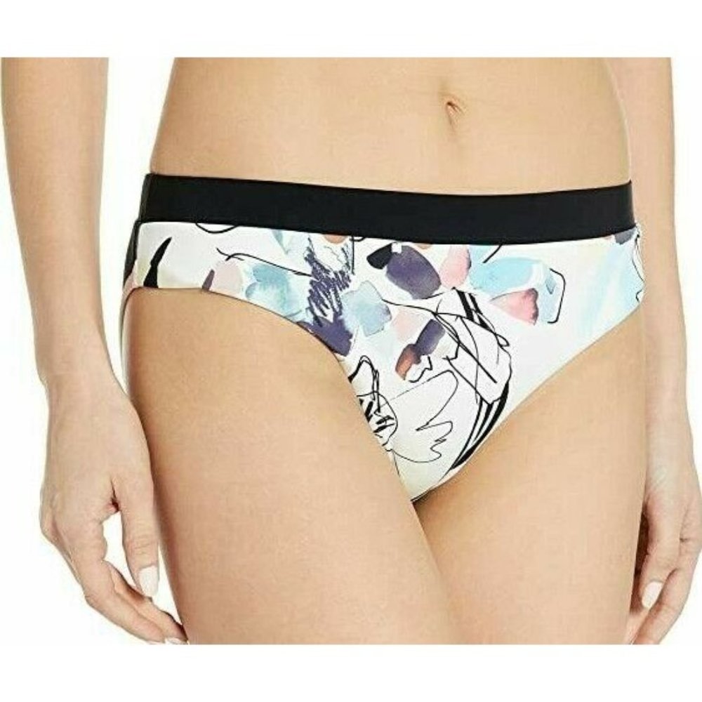 New Bikini Lab Sunset Blooms Banded Hipster Womens Size XL Floral Bikini Bottoms